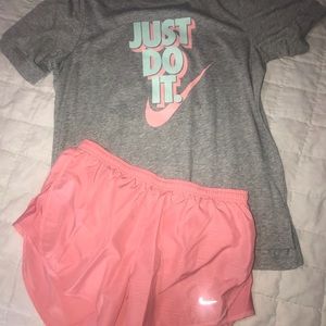 Nike running shorts and T-shirt